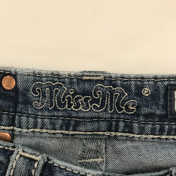 Miss Me Signature Skinny Jeans Women 25 Blue Mid Gothic Cross Sequins Rhinestone - Picture 4 of 15